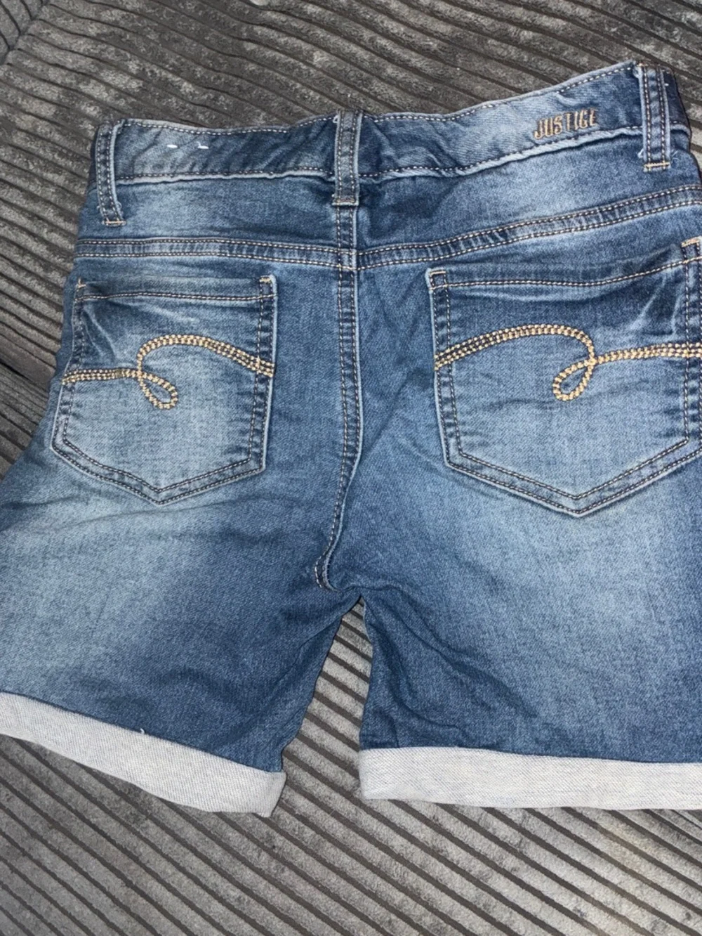 Justice Light Wash Rolled-Hem Denim Shorts - Blue